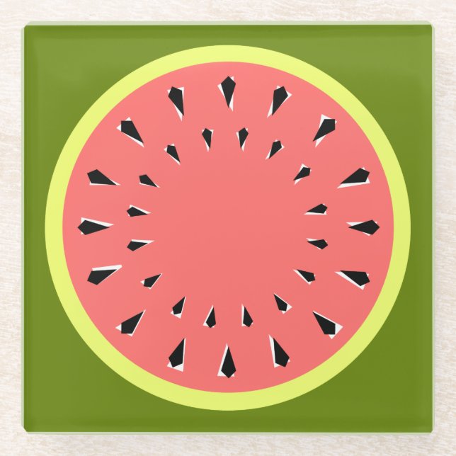 Watermelon Pink Glass Coaster (Front)