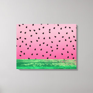 Watermelon Pink Green Canvas Print
