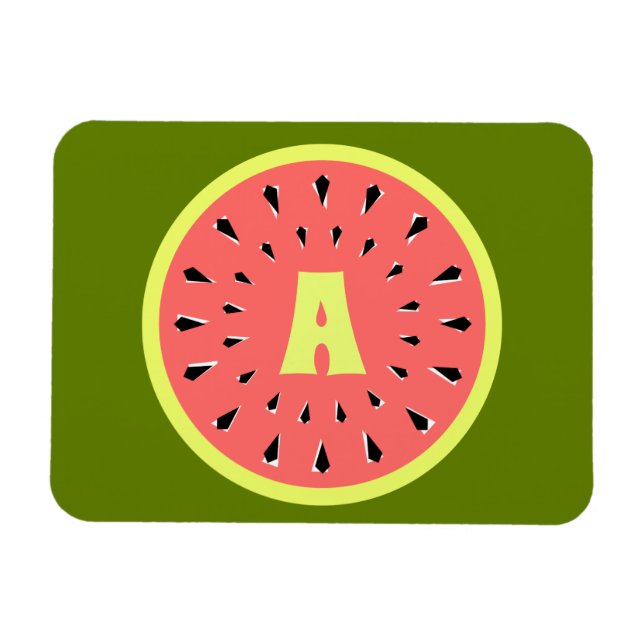 Watermelon Pink Monogram Magnet (Horizontal)