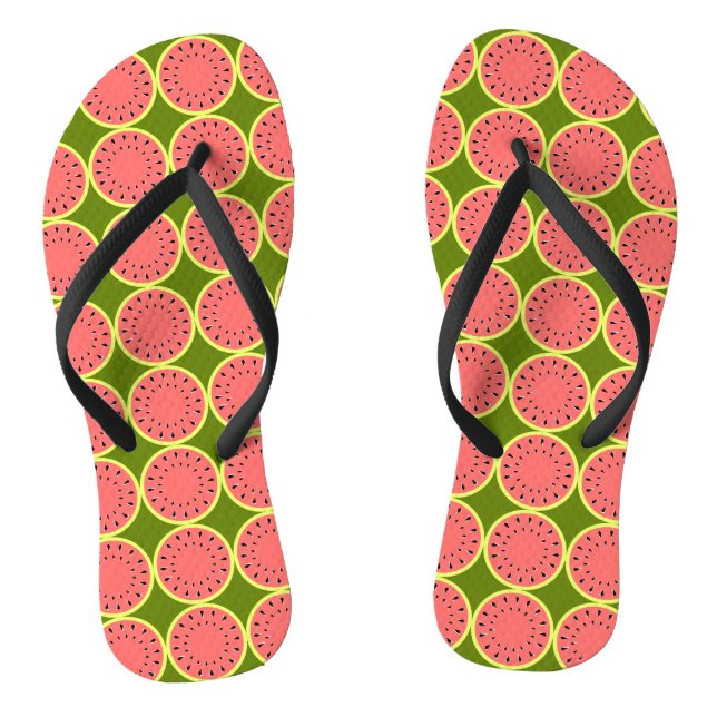Watermelon Pink Multi flip flops (Footbed)
