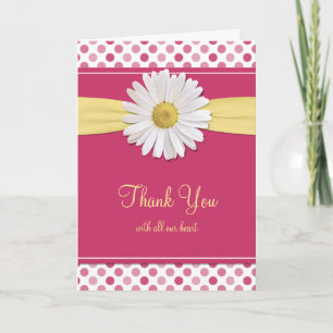 Watermelon Pink Polka Dot Wedding Thank You Card
