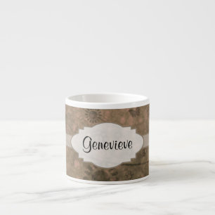Watermelon Pink Retro Floral Abstract Nameplate Espresso Cup