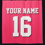 Watermelon Pink White Sports Jersey Team Jersey Shower Curtain<br><div class="desc">Preppy Solid Colour Team Jersey / Sports Jersey / Football Jersey / Rugby Jersey with Custom Name Customise this with your own name or team name and a number. You can change the size, colour and placement of the text if you need to make changes, change the colour of or...</div>