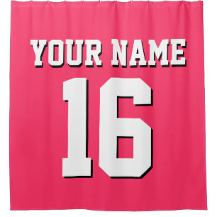 Watermelon Pink White Sports Jersey Team Jersey Shower Curtain