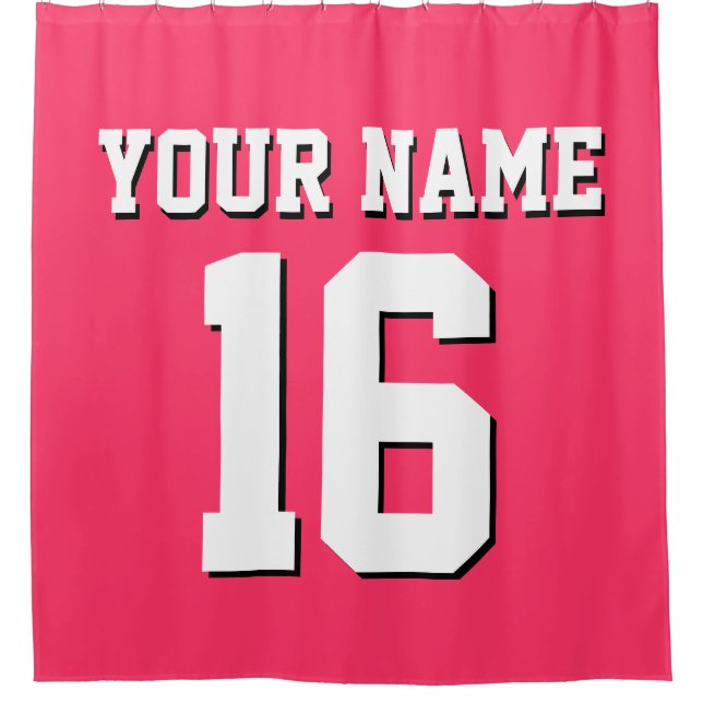 Watermelon Pink White Sports Jersey Team Jersey Shower Curtain (Front)