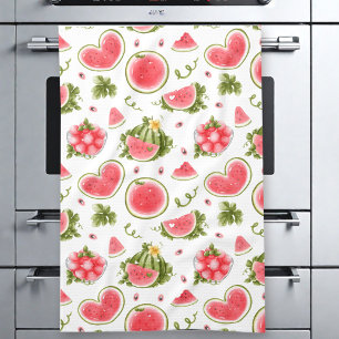 Watermelon Pink White Summer Tea Towel