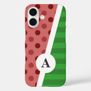 Watermelon Polka Dot and Stripe Pattern iPhone 16 Case