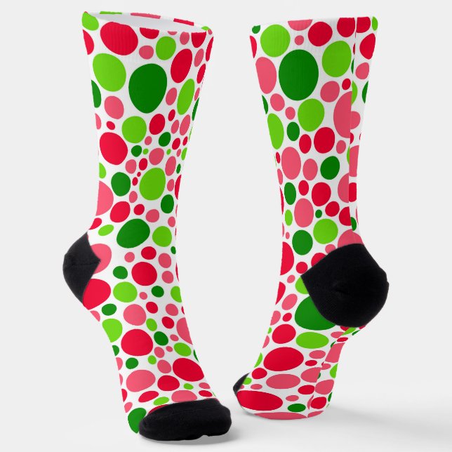 Watermelon Polka Dots Pattern Socks (Angled)