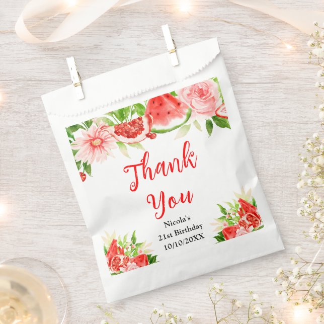 Watermelon Pomegranate Birthday Thank You Favour Bags (Clipped)