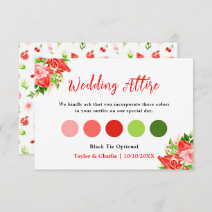 Watermelon Pomegranate Wedding Attire Dress Code Enclosure Card
