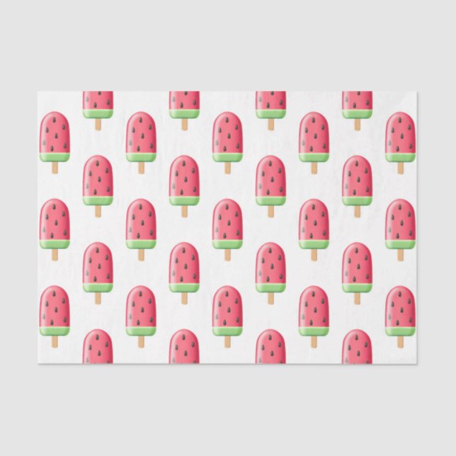 Watermelon Popsicle (Design 41 Red Series) Tissue Paper (Front)