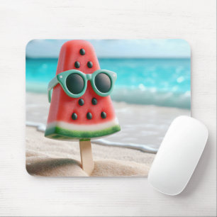 Watermelon Popsicle In Beach Sand Mouse Pad