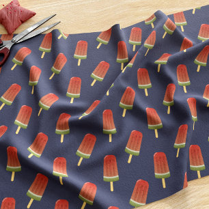 Watermelon Popsicle Pattern Navy Blue Fabric