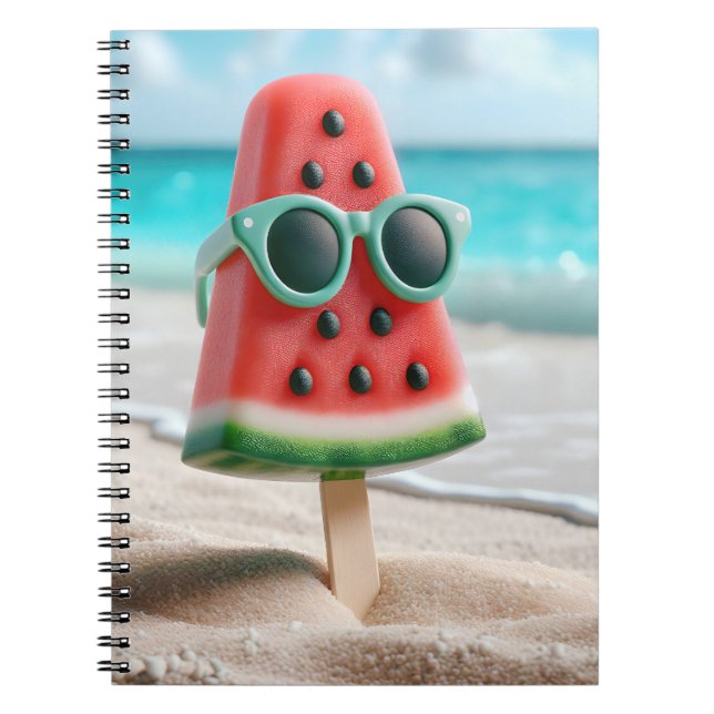 Watermelon Popsicle With Sunglasses Notebook (Front)