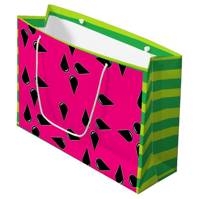 Watermelon Print Gift Bag Pink and Green Party Bag (Front Angled)