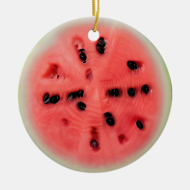 Watermelon Pun Personalised Christmas Ceramic Tree Decoration (Front)