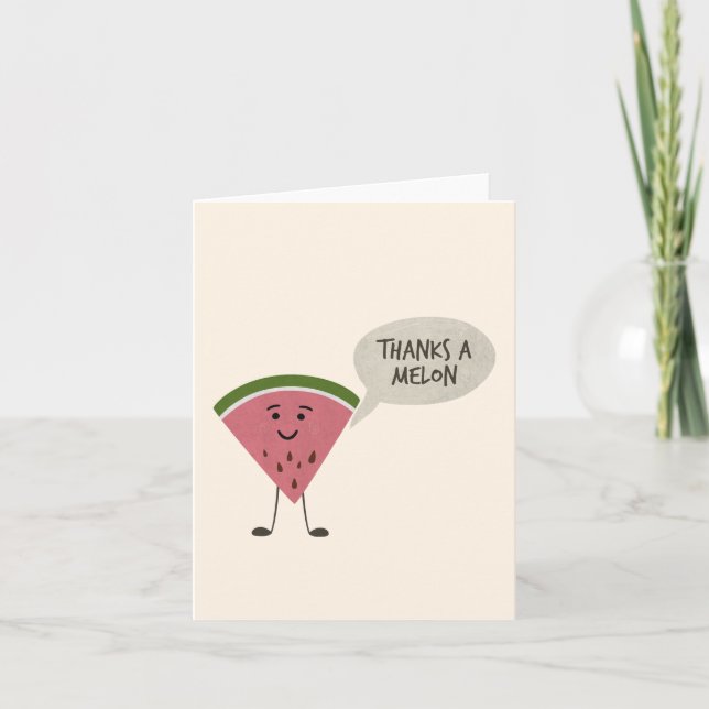 Watermelon Pun: Thanks a Melon Thank You Card (Front)