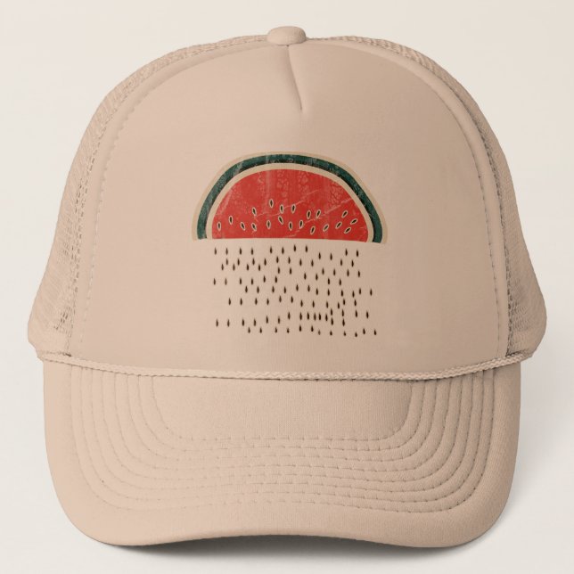 Watermelon Raining Seeds Trucker Hat (Front)