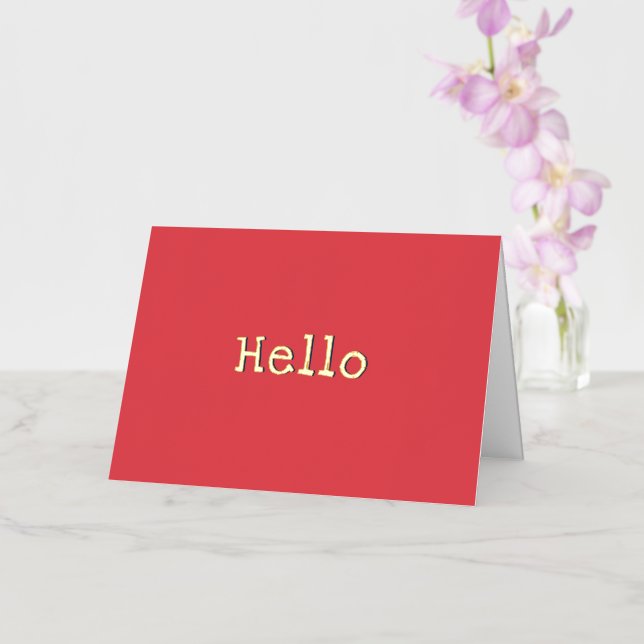 Watermelon Red Chic Modern Simple Hello Custom Foil Greeting Card (Orchid)