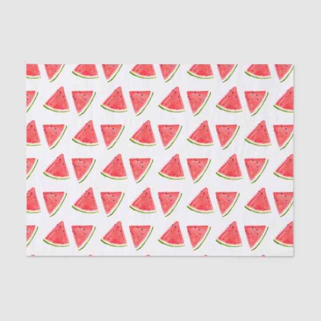Watermelon Red fruit watercolor Food Pattern Tissue Paper (Front)