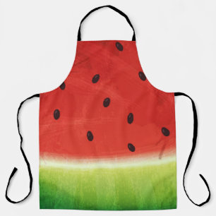 Watermelon red seeds watercolor paint texture apron