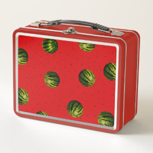 Watermelon Red with Seeds Metal Lunch Box