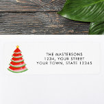 Watermelon Return Address<br><div class="desc">This return address label is decorated with a red watercolor watermelon Christmas tree.
Easily customisable.
Use the Design Tool to change the text size,  style,  or colour.
Because we create our artwork you won't find this exact image from other designers.
Original Watercolor © Michele Davies.</div>