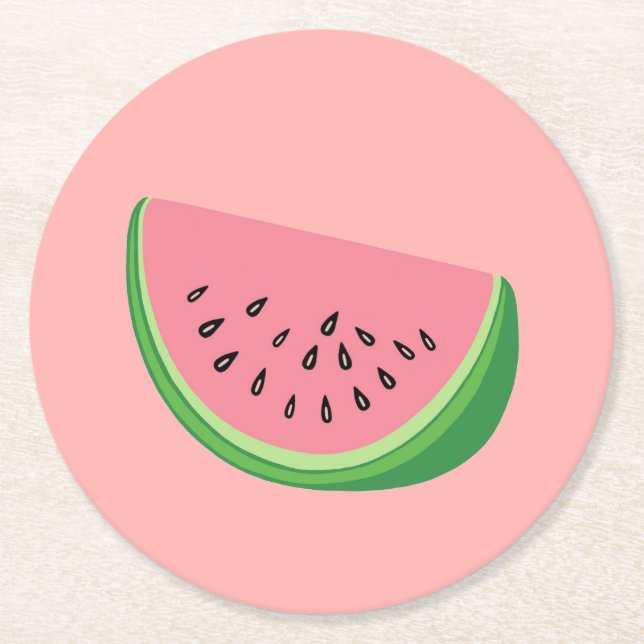 Watermelon Round Paper Coaster (Front)