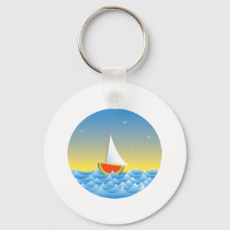 Watermelon Sailboat Key Ring