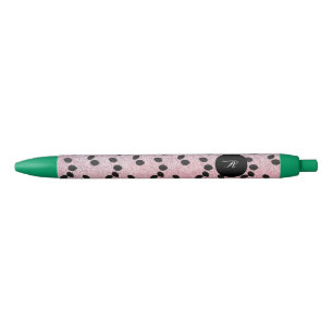 Watermelon Seeds Fruit Slices Pink Faux Glitter Black Ink Pen