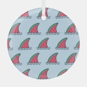 Watermelon shark: wave pattern design. glass tree decoration