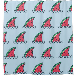 Watermelon shark: wave pattern design. shower curtain