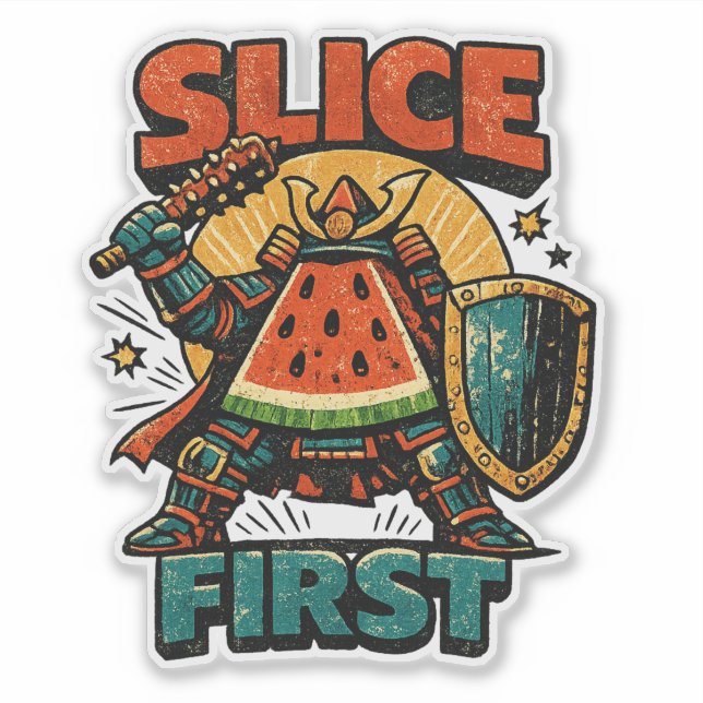 Watermelon Shogun – SLICE FIRST Retro Comic Style (Front)