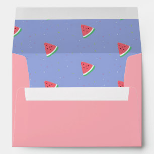 Watermelon slice blue pattern pink envelope