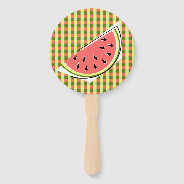 Watermelon Slice Check Hand Fan (Front)