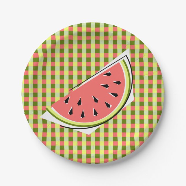 Watermelon Slice Check paper plates (Front)