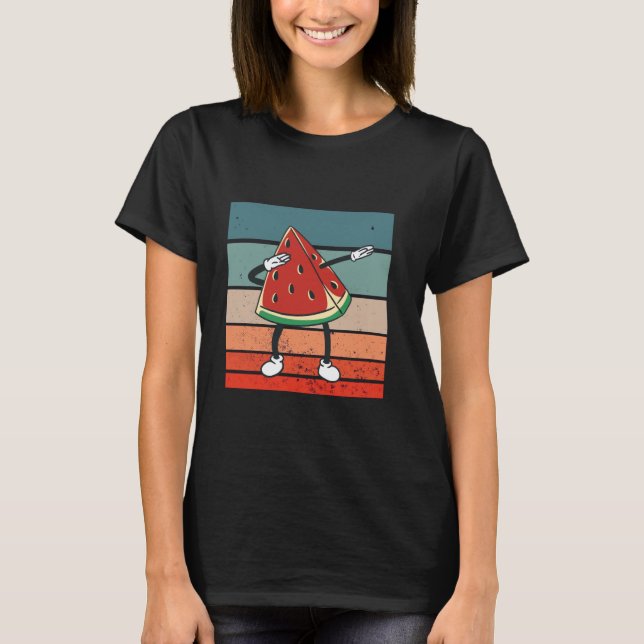 Watermelon slice dabbing cartoon arms and legs dan T-Shirt (Front)