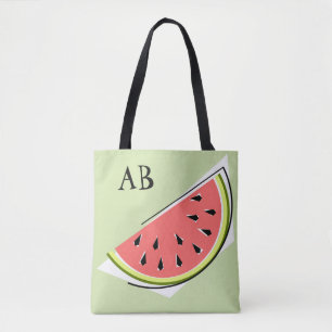 Watermelon Slice Green monogram tote bag