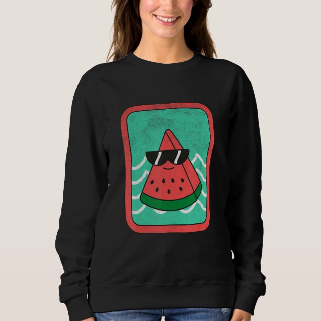 Watermelon Slice Melon Lazy Halloween Costume 1 Sweatshirt (Front)
