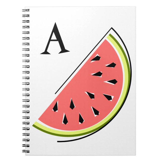 Watermelon Slice Monogram Notebook (Front)