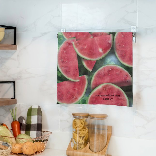 Watermelon Slice Pattern Custom Kitchen Towel (A fun addition to your kitchen if you love watermelons. Just add your name)