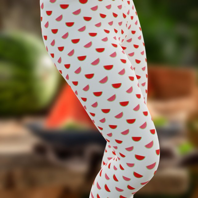 Watermelon Slice Pattern Red and White Leggings (The fruit of the summer. Cute watermelon slice pattern leggings just for you)