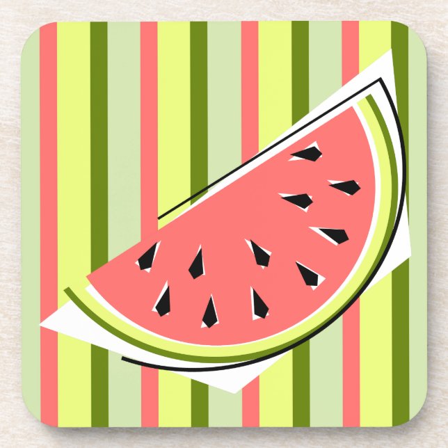 Watermelon Slice Stripe Classic Coaster (Front)