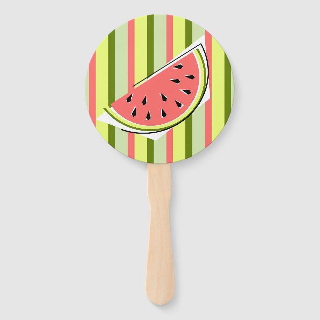 Watermelon Slice Stripe Classic Hand Fan (Front)