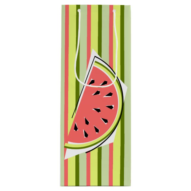 Watermelon Slice Stripe Classic Wine Gift Bag (Front)