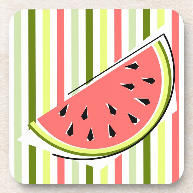 Watermelon Slice Stripe Thin Coaster (Front)