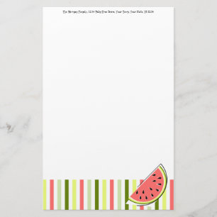 Watermelon Slice Stripe Thin Text stationery