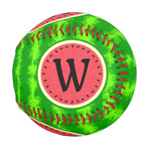 Watermelon Slice Summer Fruit with Rind Monogram Baseball