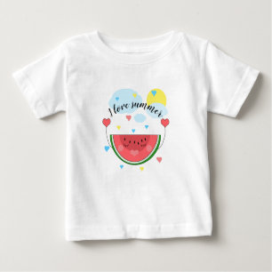 Watermelon slice, text, "I love summer" Baby T-Shirt