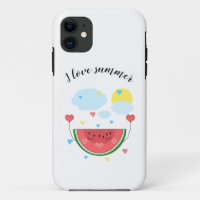 Watermelon slice, text, "I love summer"